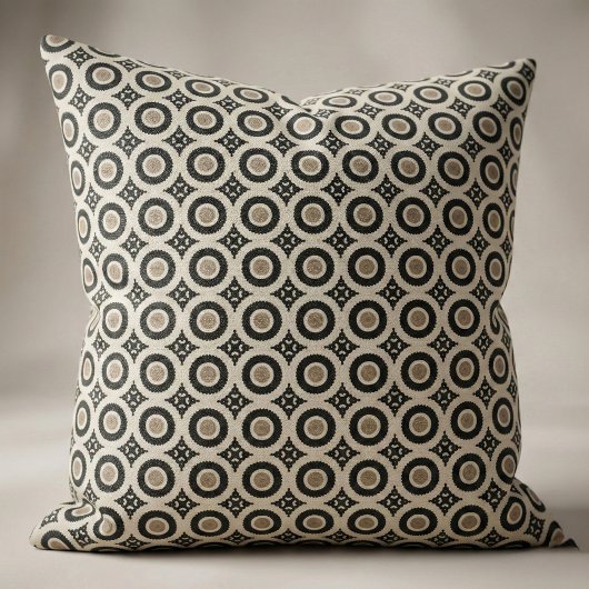 Boho Chic Black & Beige Geometric Pattern Stof