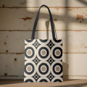 Boho Chic Black & Beige Geometric Pattern Tote Bag