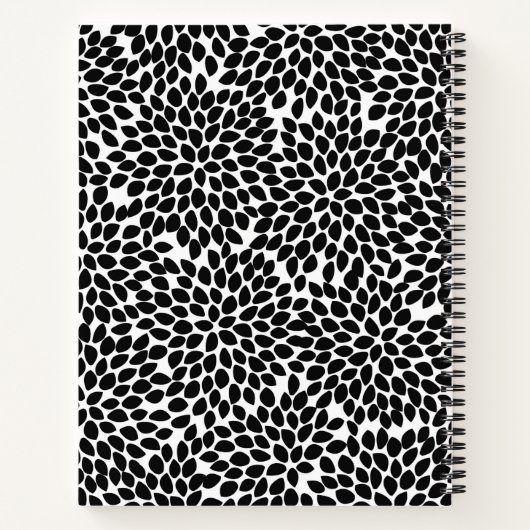Boho Chic Black en White Abstract Floral Pattern Notitieboek (Achterkant)