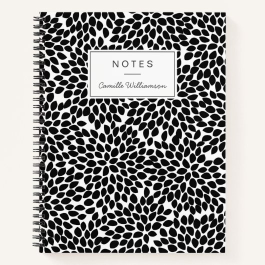 Boho Chic Black en White Abstract Floral Pattern Notitieboek (Voorkant)