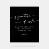 Boho Chic Black Wedding Signature Drink Acryl Bord (Voorkant)