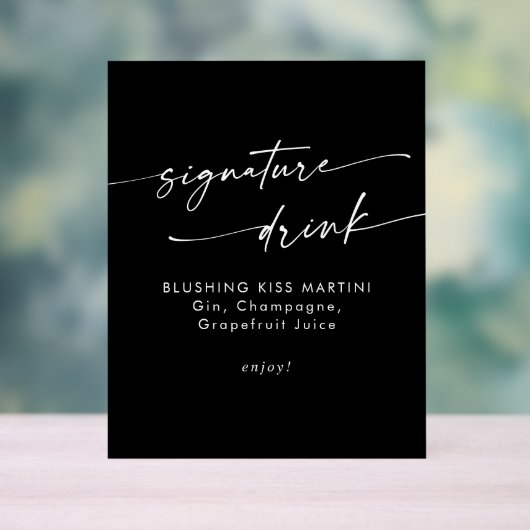 Boho Chic Black Wedding Signature Drink Acryl Bord (Neutraal)