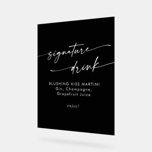 Boho Chic Black Wedding Signature Drink Acryl Bord (Hoek)