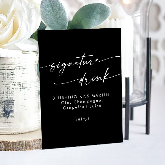 Boho Chic Black Wedding Signature Drink Acryl Bord