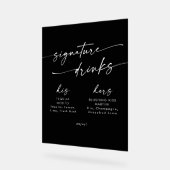 Boho Chic Black Wedding Signature Drinken Acryl Bord (Hoek)