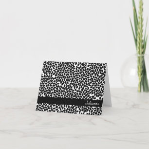 Boho Chic Black White Abstract Floral - Aangepast Notitiekaartje