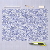 Boho Chic Blauw Wit Paisley Patroon Tissuepapier (Craft)
