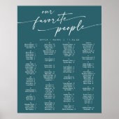 Boho Chic Blauwgroen Blauw Afdrukbare Zitkaart Poster (Voorkant)