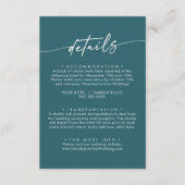 Boho Chic Blauwgroen Blauw Bruiloft Details Informatiekaartje (Voorkant)