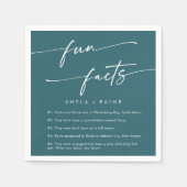 Boho Chic Blauwgroen Blauw Bruiloft Leuk Fact Serv Servet (Voorkant)