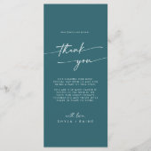 Boho Chic Blauwgroen Blauw Dank u Plaats Kaart (Voorkant)