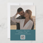Boho Chic Blauwgroen Blauw QR Code Fotokalender Save The Date (Achterkant)