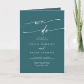 Boho chic Blauwgroen blauw we doen gevouwen bruilo Programma (Voorkant)