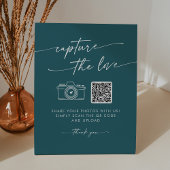 Boho Chic Blauwgroen Blue Capture de liefde bruilo Reclamebord Met Voetstuk