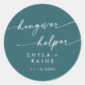 Boho Chic Blauwgroen Blue Hangover Helper Favor Ronde Sticker (Voorkant)