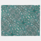 Boho Chic Blauwgroen en grijs Abstract Patroon Fleece Deken (Voorkant (Horizontaal))
