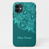 Boho Chic Blauwgroen en Turquoise Mandala Case-Mate iPhone Case (Achterkant)