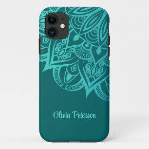 Boho Chic Blauwgroen en Turquoise Mandala Case-Mate iPhone Case