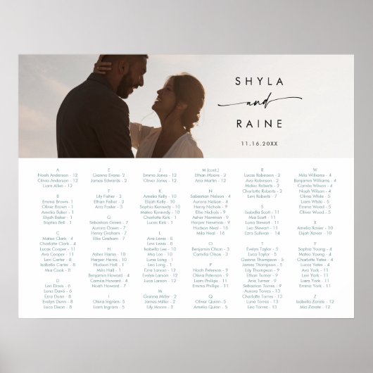 Boho Chic Blauwgroen en wit Afbeelding Zitkaart Poster (Voorkant)