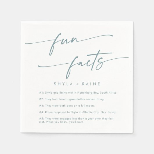 Boho Chic Blauwgroen en wit bruiloft Fact servette Servet (Voorkant)