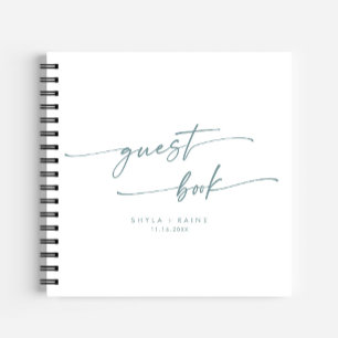 Boho Chic Blauwgroen en wit bruiloft gastenboek Notitieboek