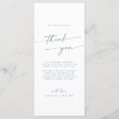 Boho Chic Blauwgroen en Wit Dank u Plaats Kaart (Voorkant)