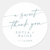 Boho Chic Blauwgroen en Wit Een Lief Dank U Favor Ronde Sticker (Voorkant)