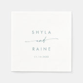 Boho Chic Blauwgroen en Wit Monogram Bruiloft Serv Servet (Voorkant)