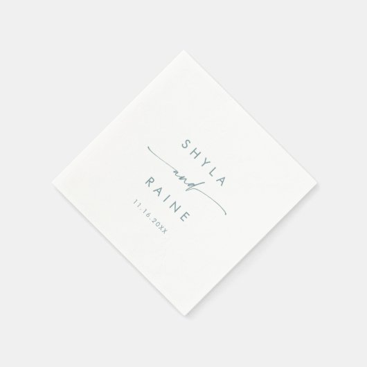 Boho Chic Blauwgroen en Wit Monogram Bruiloft Serv Servet (Hoek)