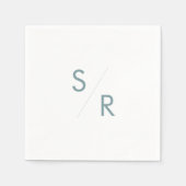 Boho Chic Blauwgroen en wit monogram servetten (Voorkant)