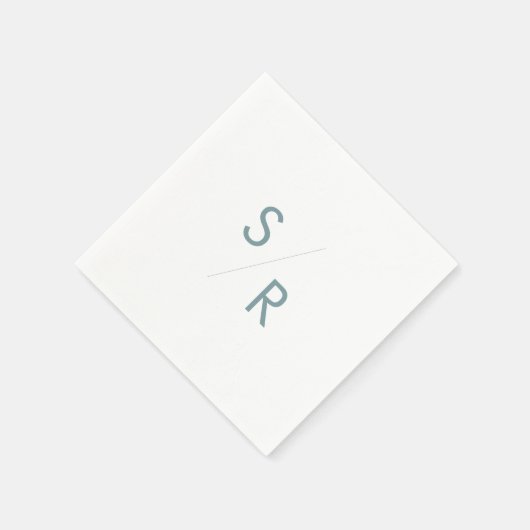 Boho Chic Blauwgroen en wit monogram servetten (Hoek)