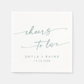 Boho Chic Blauwgroen en wit Proost op Liefde Bruil Servet (Voorkant)