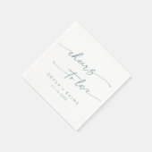 Boho Chic Blauwgroen en wit Proost op Liefde Bruil Servet (Hoek)