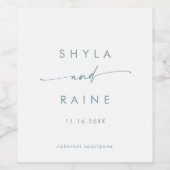 Boho Chic Blauwgroen en witte bruiloft wijnlabels Wijn Etiket (Enkel label)