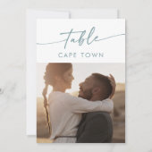 Boho Chic Blauwgroen en witte fotolijst nummers Kaart (Achterkant)