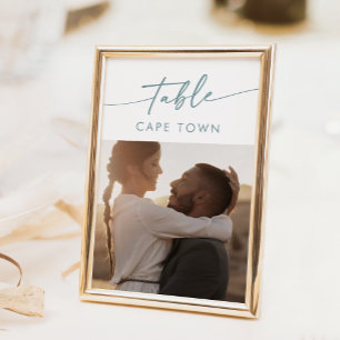 Boho Chic Blauwgroen en witte fotolijst nummers Kaart