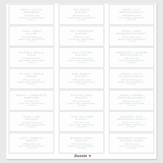 Boho Chic Blauwgroen en witte gast Adresetiketten Sticker (Vel)