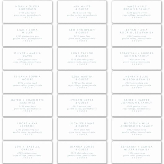 Boho Chic Blauwgroen en witte gast Adresetiketten Sticker (Voorkant)