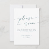 Boho Chic Blauwgroen en witte QR Code Details RSVP Kaartje (Voorkant)