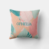 Boho chic Blauwgroen koraal roze bladeren Baby naa Kussen (Achterkant)