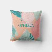 Boho chic Blauwgroen koraal roze bladeren Baby naa Kussen (Voorkant)