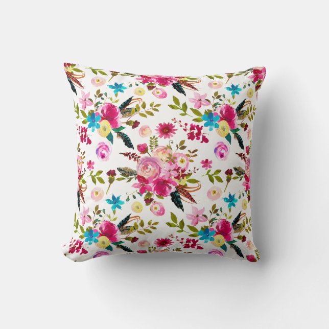 Boho Chic Bloem | Dubbelzijdige Kussen (Voorkant)