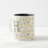 Boho Chic Bloem Monogrammok - Harper Tweekleurige Koffiemok (Voorkant links)