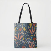 Boho Chic bloemblaadjespatroon Monogram Tote Bag (Voorkant)