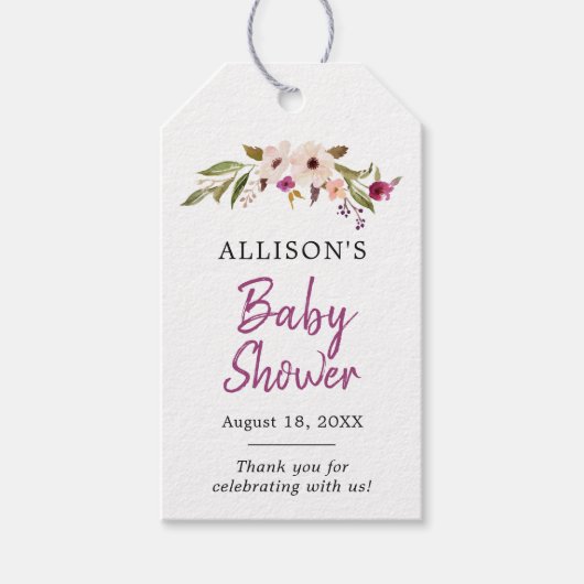 Boho Chic  Bloemen Baby shower Gift Labels Cadeaulabel (Voorkant)