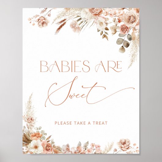 Boho Chic Bloemen Baby's zijn Lief Poster (Voorkant)