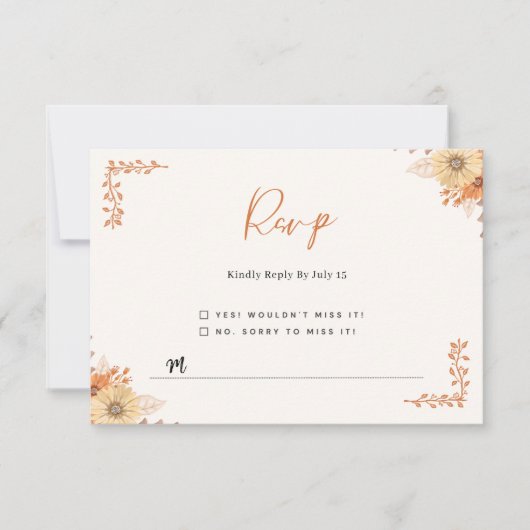 Boho Chic Bloemen Bruiloft RSVP Kaart (Voorkant)