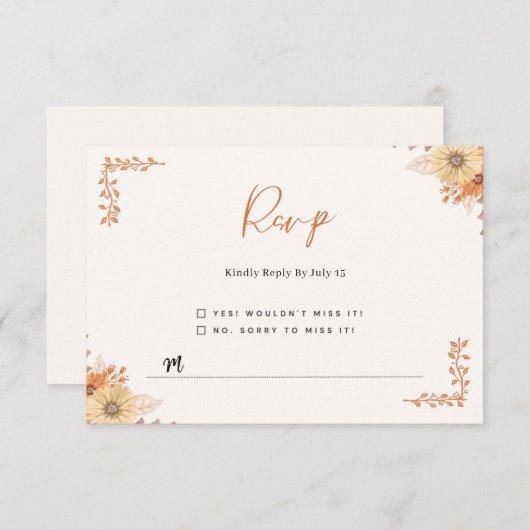 Boho Chic Bloemen Bruiloft RSVP Kaart (Voorkant / Achterkant)