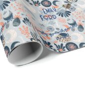 Boho Chic Bloemen en Hemelse Thema gepersonaliseer Cadeaupapier (Rol Hoek)