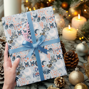Boho Chic Bloemen en Hemelse Thema gepersonaliseer Cadeaupapier